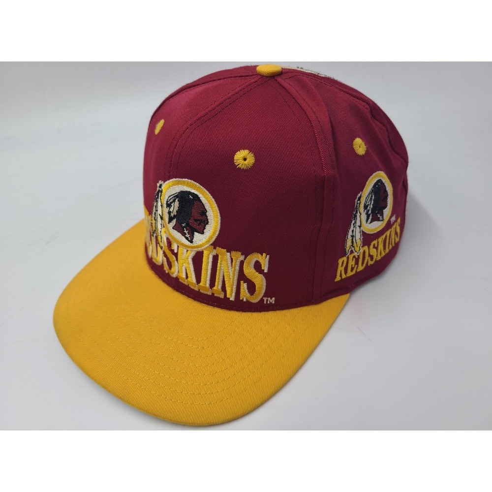 Vintage Washington Redskins Blockhead AJD Snapback Hat Cap Men NFL Maroon Yellow